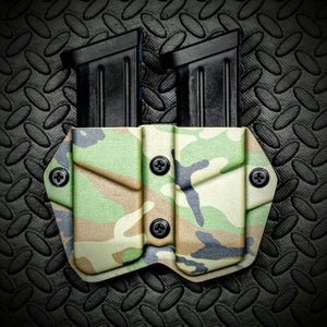 React Defender OWB Double Mag Carrier Mag Holster Mag Pouch - M81 Woodland (Pre-made) Kydex Holsters and Mag Pouches