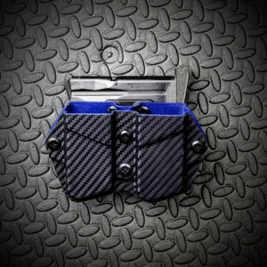 React Defender OWB Double Mag Carrier Mag Holster Mag Pouch - Dual Color CF/ Blue (Pre-made) Kydex Holsters and Mag Pouches