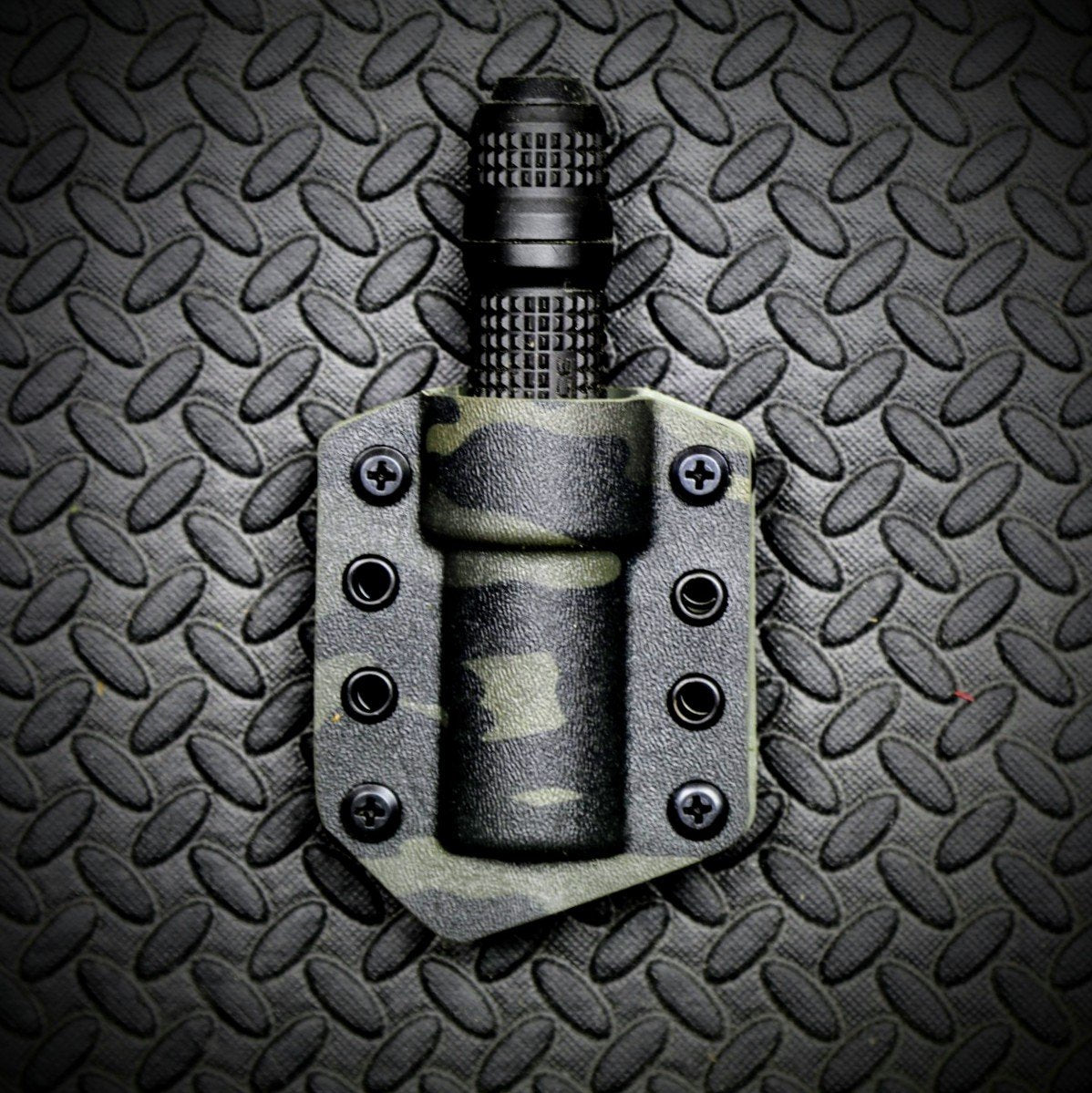 React FL-2 Flashlight Holster for Surefire, Streamlight, Inforce, Fenix Flashlights - Multicam Black (Pre-made) Kydex Holsters and Mag Pouches