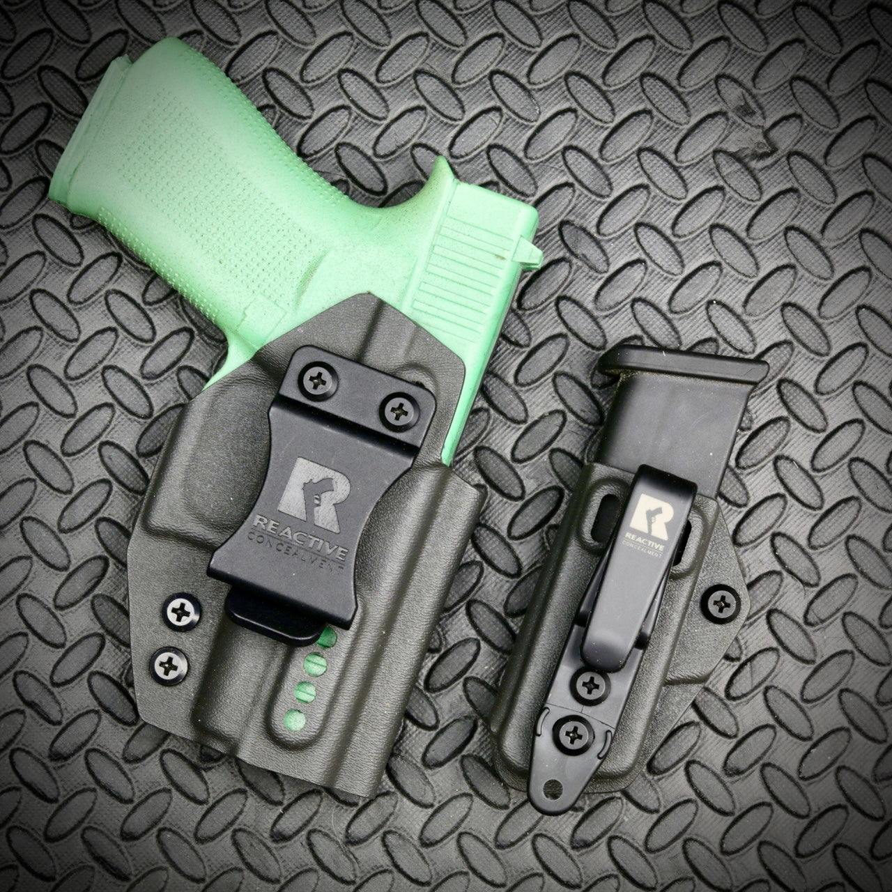 Glock 43 43X React Titan 2.0 IWB AIWB Kydex Holster + Deep Mag Carrier - Dark Gray
